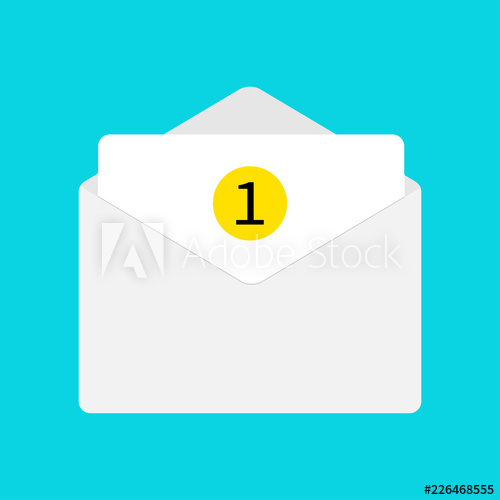 500x500 Email Icon White Paper Envelope Open Letter Template New