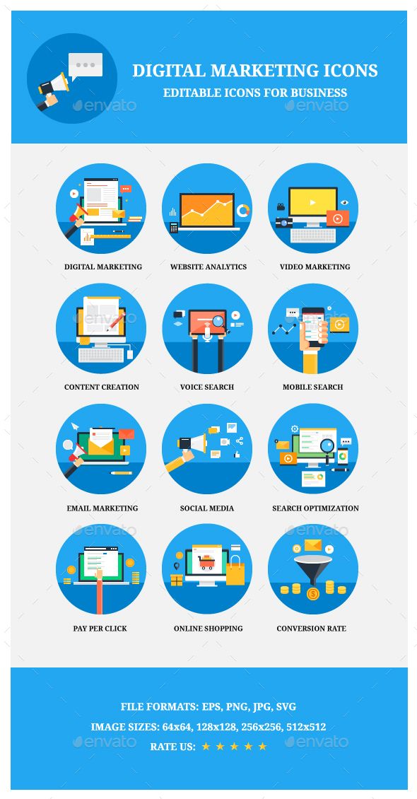 590x1130 Digital Marketing Icons For Seo And Web Marketing Give Your