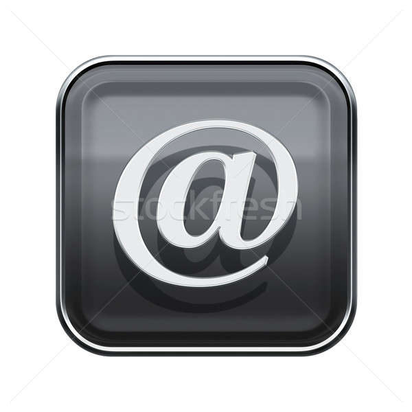 600x600 Email Symbol Icon Glossy Grey, Isolated On White Background Stock