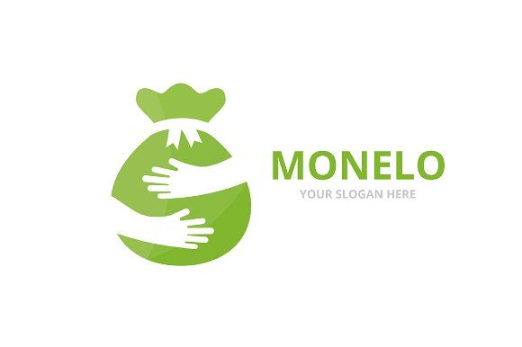 580x386 Vector Bag And Hands Logo Combination Sack And Embrace Symbol