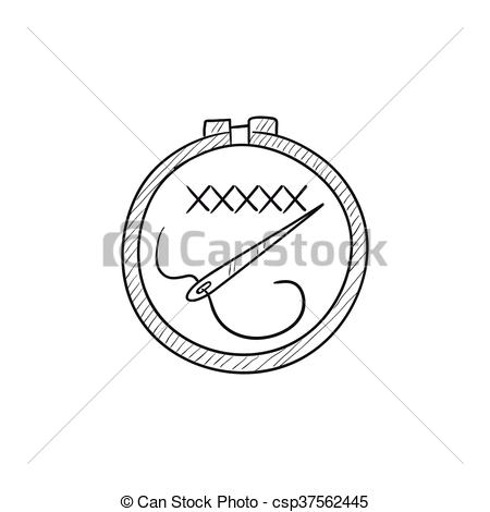 450x470 Embroidery Sketch Icon Embroidery Vector Sketch Icon