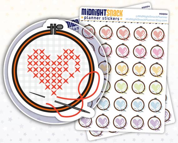 570x456 Cross Stitch Planner Stickers Embroidery Icon Stickers Etsy