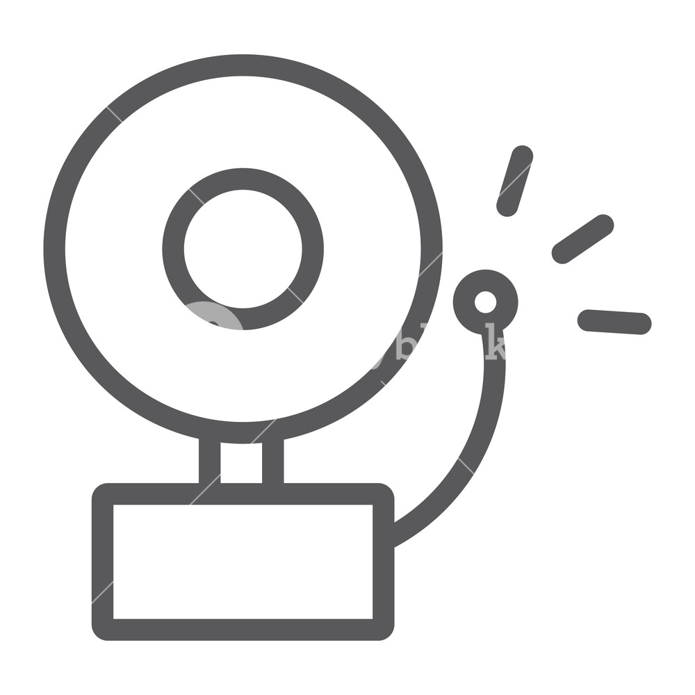 1000x1000 Fire Alarm Line Icon, Emergency And Alert, Bell Sign, Vector
