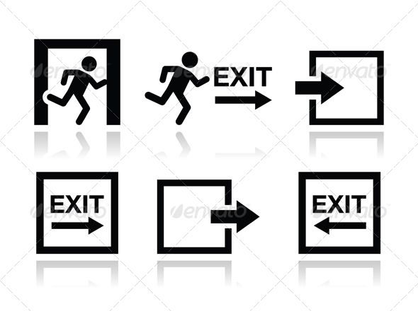 590x440 Emergency Exit Icons Vector Set Atlas Icon Font, Sign Design