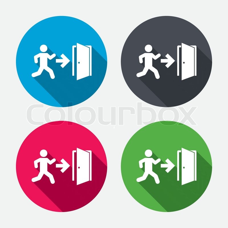 800x800 Emergency Exit With Human Figure Sign Stock Vector Colourbox