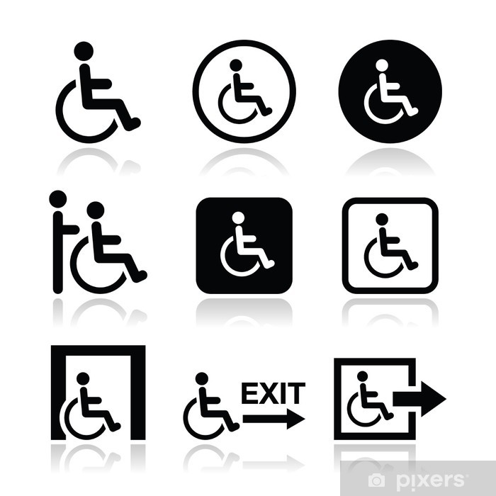 700x700 Man On Wheelchair, Disabled, Emergency Exit Icon Wall Mural