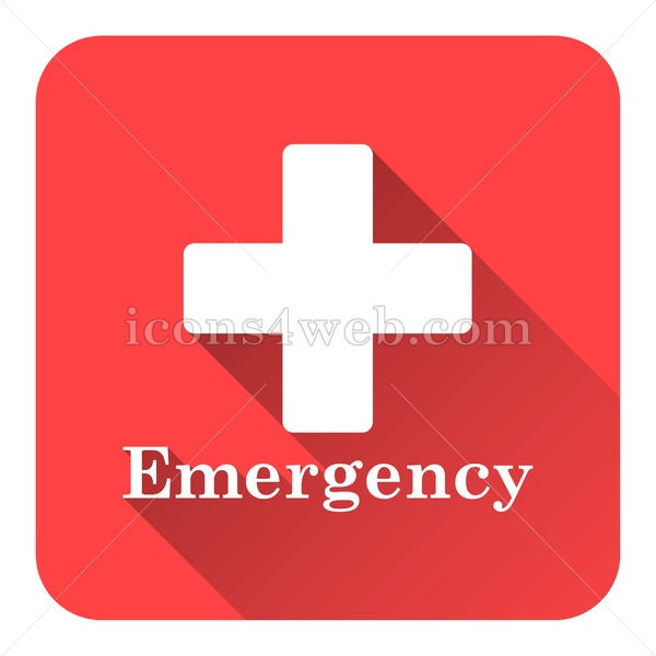 600x600 Emergency Flat Icon With Long Shadow Vector
