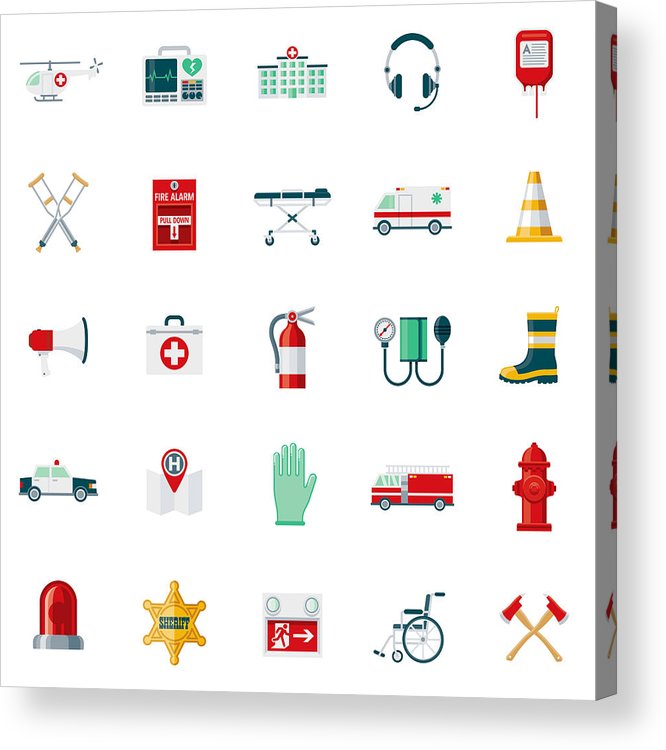 666x750 Emergency Services Flat Design Icon Set Acrylic Print