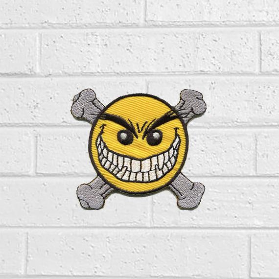 570x570 Cross Bone Smile Emo Icon Patch Sign Patch Iron On Patches Etsy