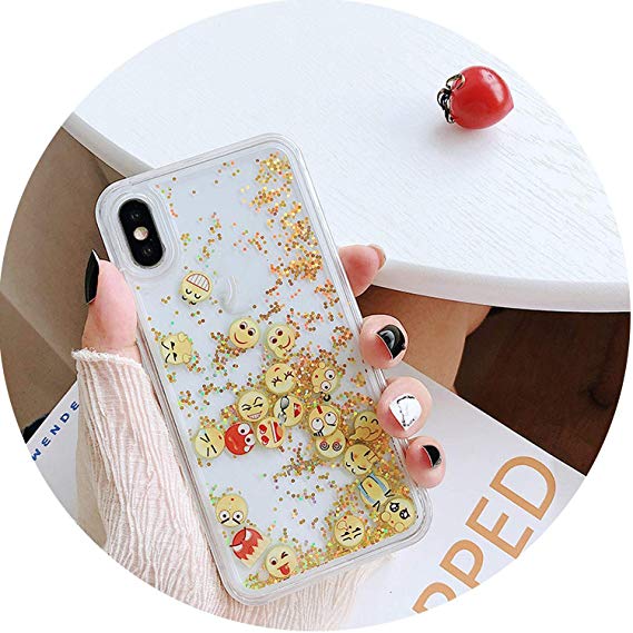 569x569 Cute Apps Icon Emoji Liquid Glitter Quicksand Case