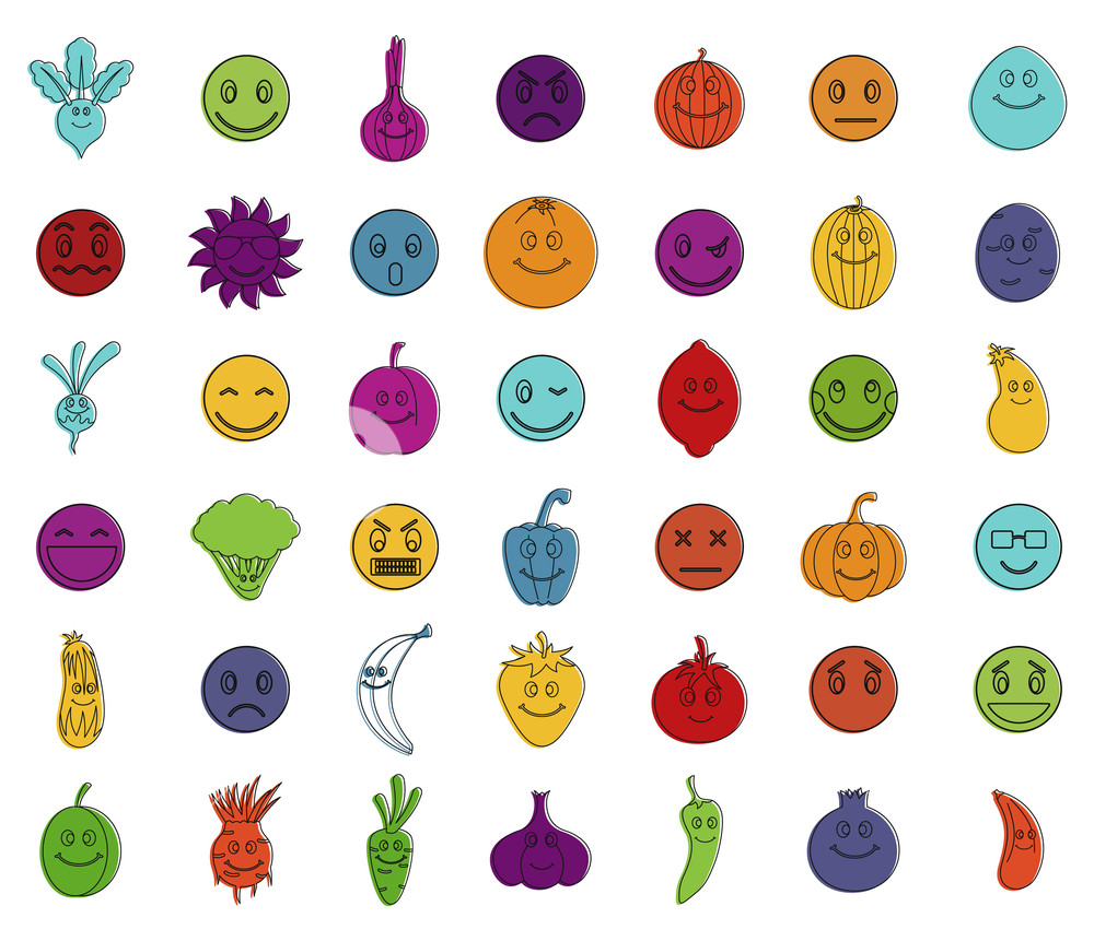 1000x861 Emoji Icon Set Color Outline Set Of Emoji Vector Icons For Web