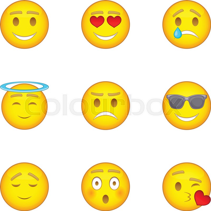 800x800 Emoji Icons Set Cartoon Illustration Stock Vector Colourbox