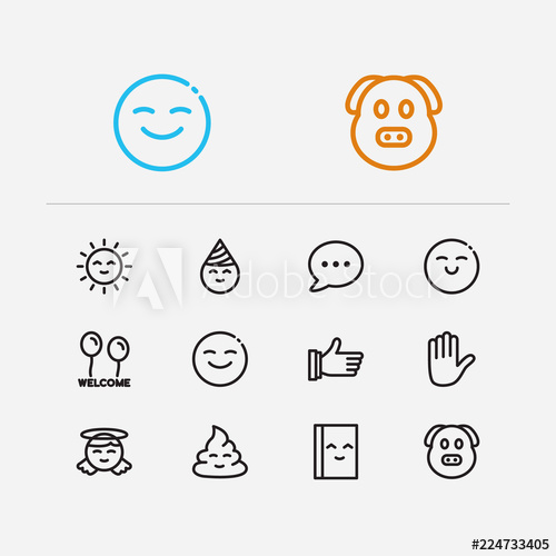 500x500 Emoji Icons Set Of Emoji Sun, Face Happy And Cute Poop Vector