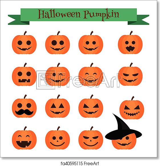 561x581 Free Art Print Of Cute Halloween Pumpkin Emoji Icons Set