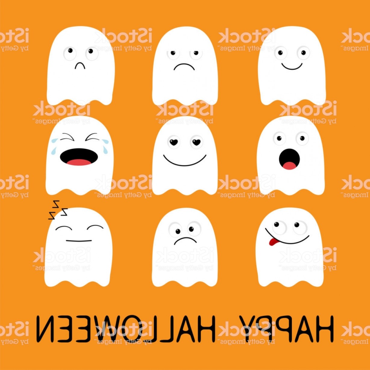 1228x1228 Happy Halloween Cute Ghost Emoji Icon Set Emoticons Funny Kawaii