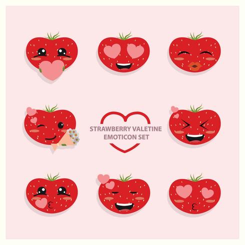 490x490 Strawberry Valentine Emoji Icon Set