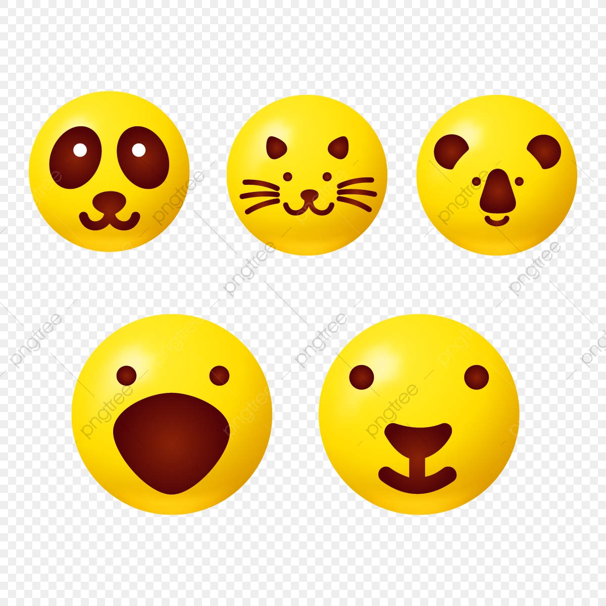 1200x1200 Animal Style Cute Emoji Icon Set, Smily, Hipster Look, Emotion