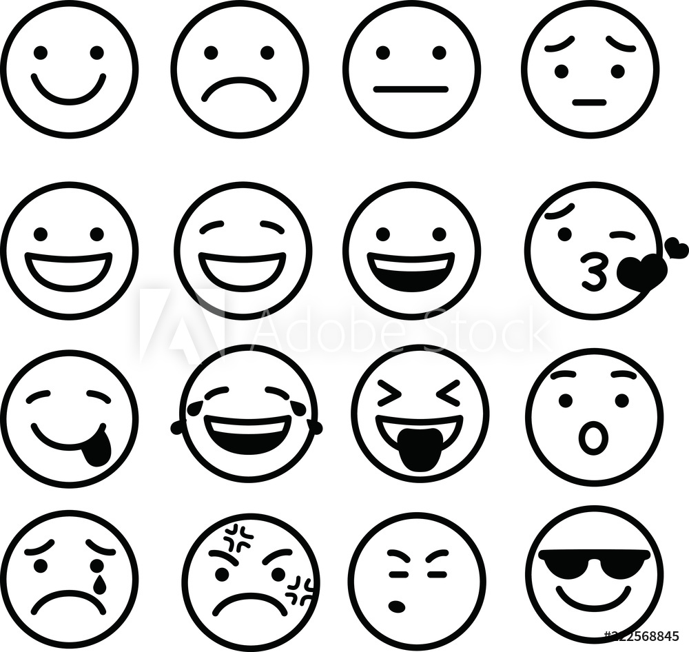 1000x946 Photo Art Print Line Drawing Of Emoticon Icon Set Europosters