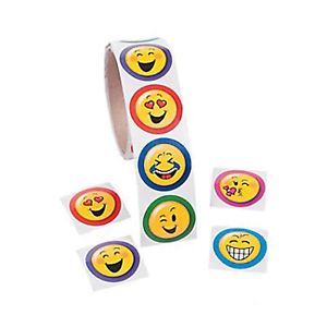 300x300 Emoji Party Stickers Smiley Face Emoticon Faces Favours Pack