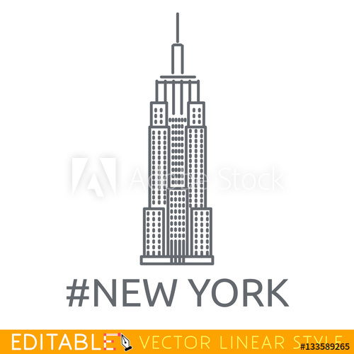 500x500 New York City Empire State Building Editable Line Icon Stock
