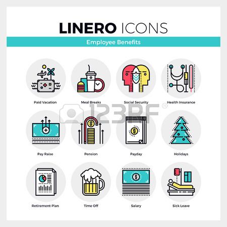450x450 Stock Vector Life Planner Line Icon, Company Benefits, Icon Set