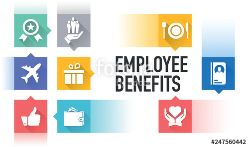 500x297 Employee Benefits Flat Icon Set Stock Image And Royalty Free