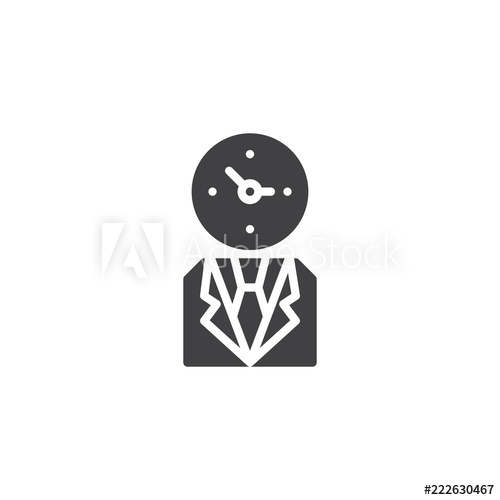 500x500 Business Man With Clock Head Vector Icon Filled Flat Sign