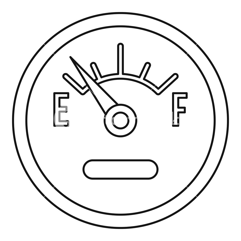 1000x1000 Fuel Gauge Showing Empty Icon Outline Illustration Of Fuel Gauge