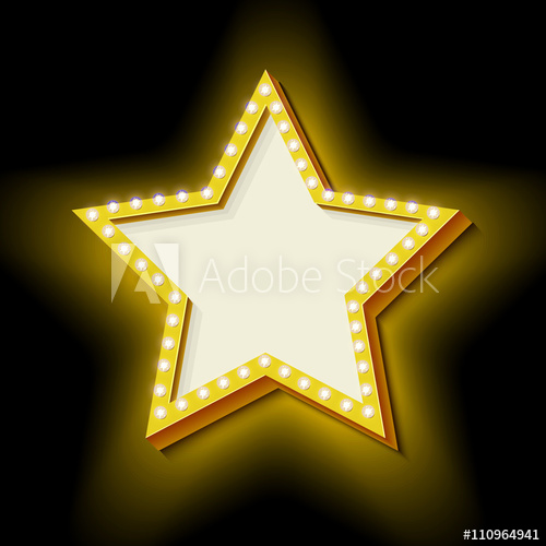 500x500 Realistic Star With Neon Lights Lamps On A Volume Of Vintage