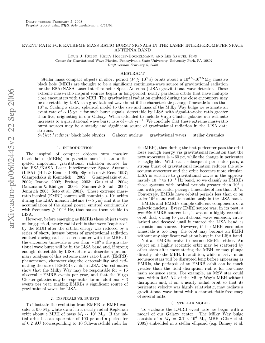 850x1100 Pdf Event Rate For Extreme Mass Ratio Burst Signals In The Lisa Band