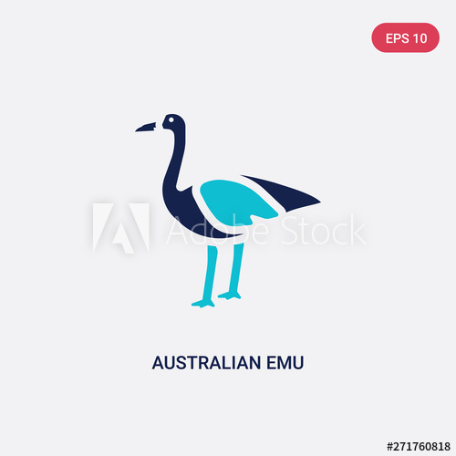 500x500 Two Color Australian Emu Vector Icon From Culture Concept