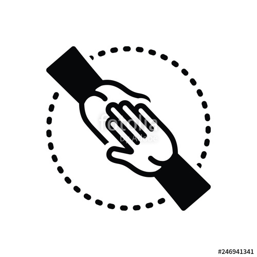 500x500 Black Solid Icon For Endorsement Hand Stock Image And Royalty