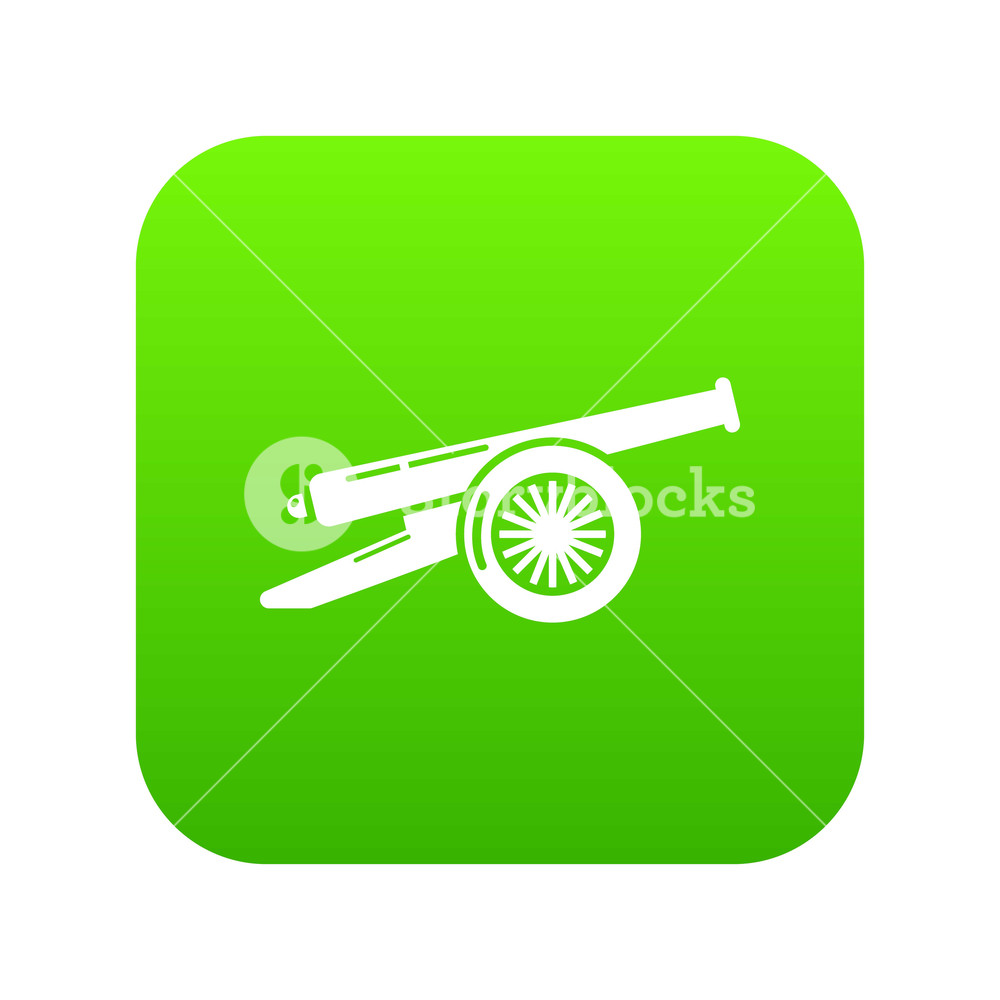 Enemy Cannon Icon Green Vector Isolated On White Background 1000x1000 Enemy Cannon Icon Green Vector Isolated On White Background