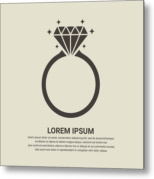 493x572 Diamond Engagement Ring Icon Metal Print