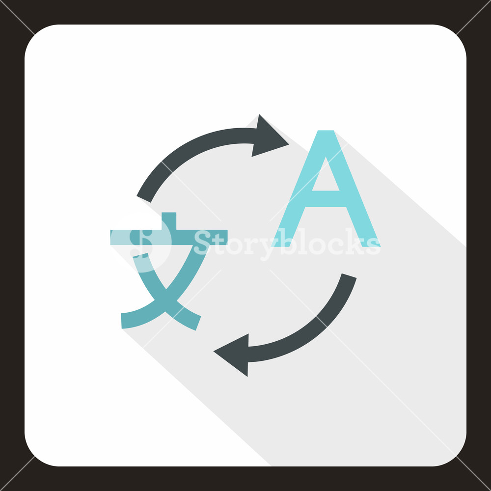1000x1000 Translation From Japanese To English Icon In Flat Style With Long