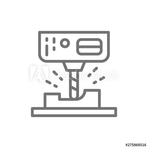 500x500 Laser Engraving Machine, Cnc Milling Machine Line Icon