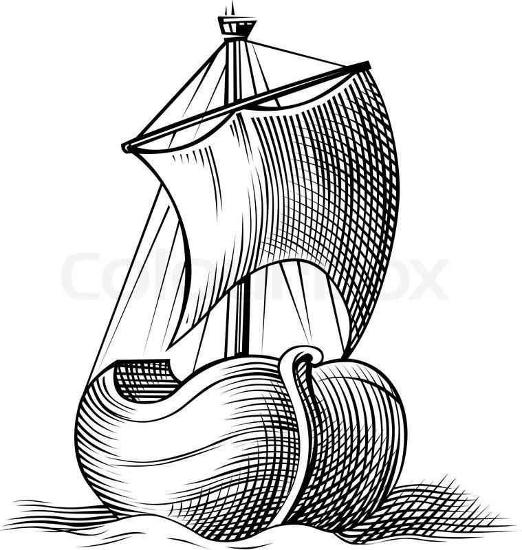 759x800 Boat Icon Engraving In Vector Stock Vector Colourbox