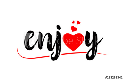 500x323 Enjoy Word Text Typography Design Logo Icon With Red Love Heart