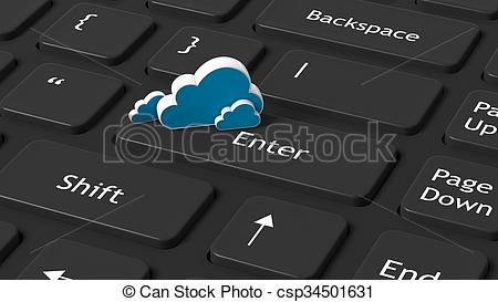 450x273 Computer Keyboard Closeup With Cloud Icon On Enter Key