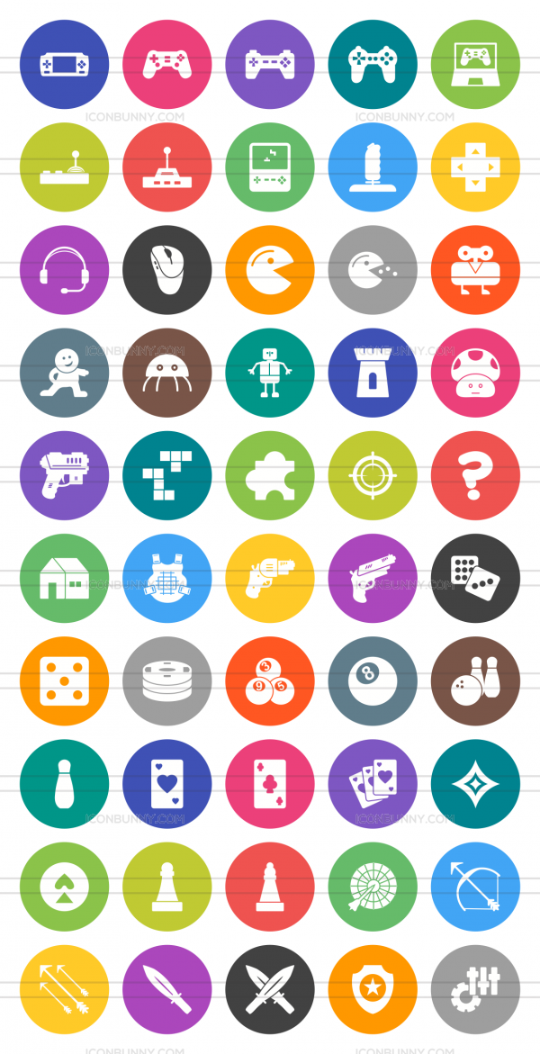 600x1171 Games Entertainment Flat Round Icons