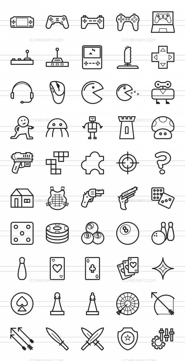600x1171 Games Entertainment Line Icons