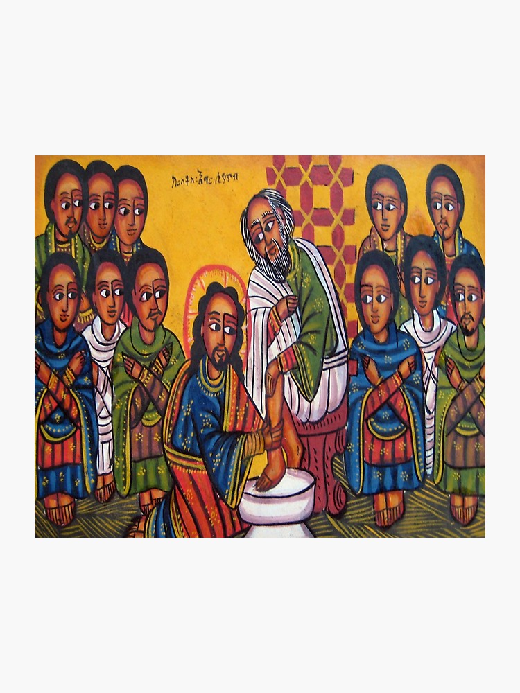 Ethiopian Orthodox Christian Icon Christ Washing Feet 750x1000 Ethiopian Orthodox Christian Icon Christ Washing Feet