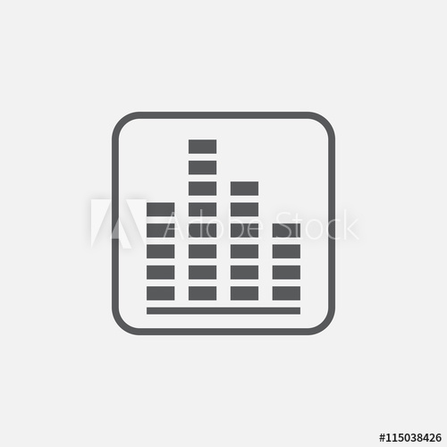 500x500 Eq Line Icon, Audio Analyser Outline Vector Logo Illustration