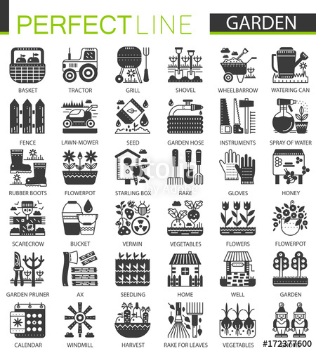450x500 Gardening Flower Equipment Classic Black Mini Concept Symbols