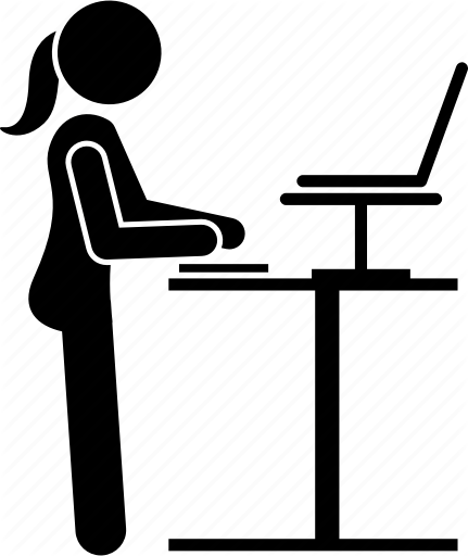 431x512 Desk, Ergonomic, Laptop, People, Standing, Using, Working Icon