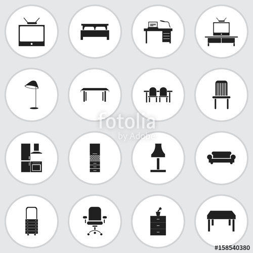 500x500 Set Of Editable Furnishings Icons Includes Symbols Such As