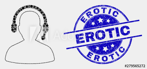 500x234 Pixelated Radio Operator Mosaic Icon And Erotic Seal St Blue