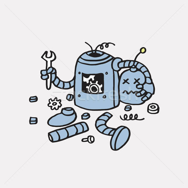 600x600 Page Not Found Error Broken Robot Hand Drawn Vector Template