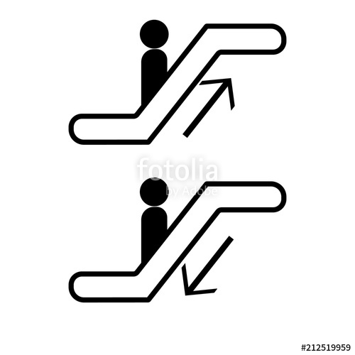 500x500 Set Escalator Icon Isolated On White Background Vector