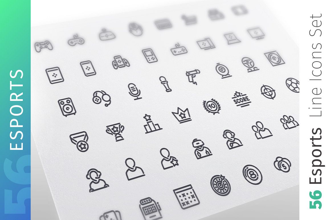 1158x772 Esports Line Icons Set